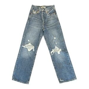 Levi’s Ribcage Straight Ankle Distressed High Rise Jeans Women’s Size 24